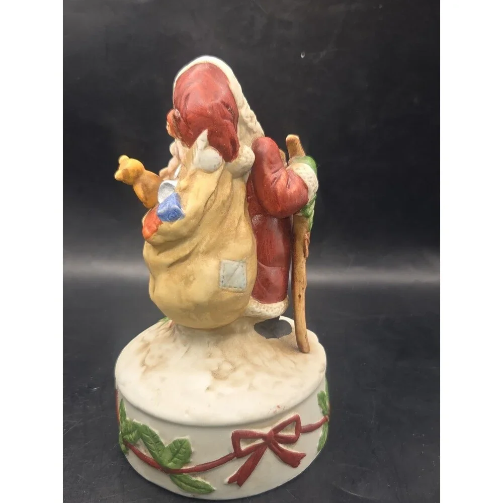 Vintage Enesco Porcelain Santa Claus With Toys Plays White Christmas WORKS